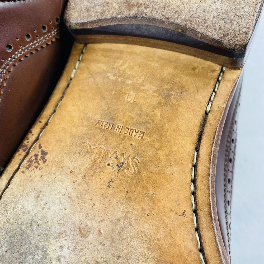 Paul Smith Brown Wingtip Leather Mens Dress Shoes Size 10 Italy